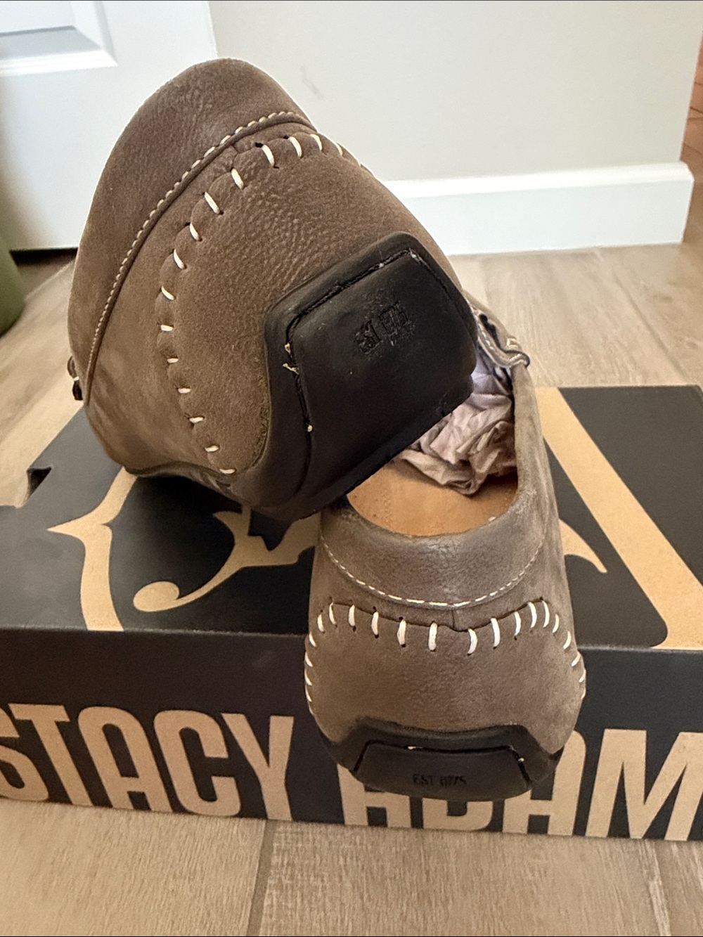 Stacy Adams Gray Perforated Slip-On Loafers with Metal Bit - Picture 4 of 8
